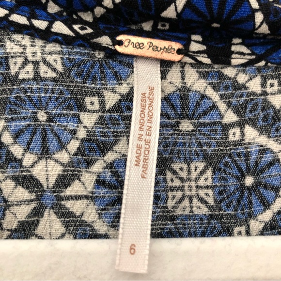 NWOT Free People Button Front Blue Black V-Neck Dress Onyx Combo Size 6 - Picture 4 of 6